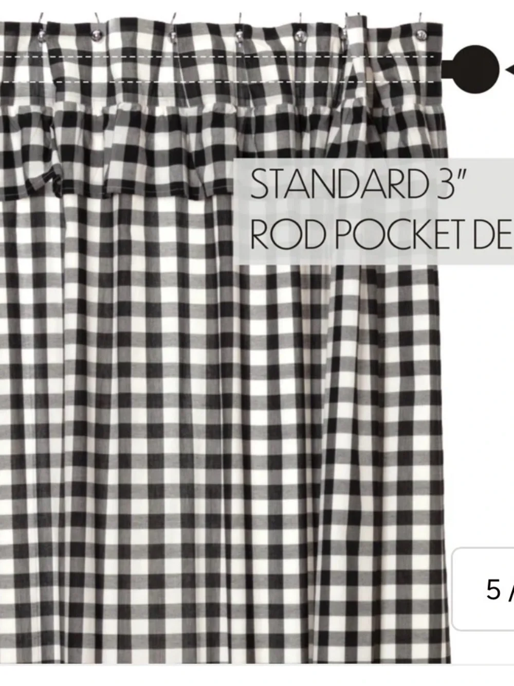 Annie Buffalo Check Ruffled Black and White Gingham Shower Curtain • 72”x72”
